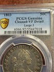 1803 Draped Bust Silver Half Dollar  Large 3  Pcgs Vf Detail     Inv04    G560co