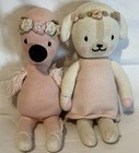 Lot Of 2 Cuddle   Kind Plush Knit Dolls Penelope The Flamingo  Charlotte The Dog