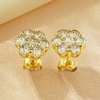 2 8ct Cubic Zirconia Stud Earrings  14k Gold Plated Iced Out Round Earrings