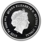 2019-p Tuvalu  1 The Simpsons Bart Simpson 1 Oz  9999 Fine Silver Colorized Coin