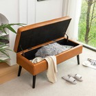 Pu Leatehr Storage Ottoman Bench Entryway Bench Bedroom Living Room Wooden Legs