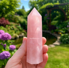 High Quality Rose Quartz Tower Point Pink Crystal Healing Meditation Stone Decor
