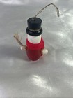 Vintage Wooden Christmas Snowman Ornament With Scarf
