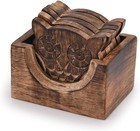 Wooden Crafted Coaster Set Of 6 With Coasters Holder For Drink Bar Coaster Tea