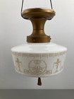 Antique Ceiling Light Milk Glass W  Print Semi Flush Mount 1920s-30s Reclaimed