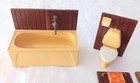 Vintage Lundby Gold Bathroom Lot Dollhouse Furniture Tub Sink Bath Room