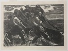 Original Robert Von Neumann  hauling The Nets  Boat Fishermen Signed Lithograph