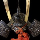 Kabuto Helmet Display Gold Iron Samurai Antique Unwearable