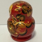Russian Matryoshka Nesting Dolls Red Gold Black Floral Set Of 7 Signed