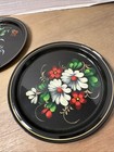 Toleware Hand Painted 7    Plates Yeha 83 Kon Russian Set Of 2 Vintage Flower