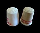 2 Sewing Thimbles Governor Lee Cv Henkel Plastic Political Advert Plastic Vtg