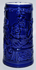 Vintage German Cobalt Blue Beer Stein 6 5  Pub Tavern Scene Stoneware Mug