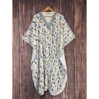Kashmkari Kaftan Womens One Size White Embroidered Floral Resort Beach Cover Up
