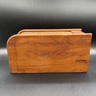 Vintage Mid Century Mcm Teak Tech Wood Tambour Roll Top Storage Organizer 1970 s