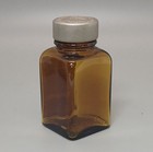 Vtg 1920s Burroughs Wellcome   Co Nizin  poison      Amber Bottle Metal Lid W box