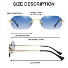 Vintage Rimless Polygon Sunglasses Women Men Luxury Designer Popular