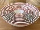 Complete Set 10 Graduated Chinese Eggshell Porcelain Bowls  red   Bird   Flowers