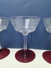 Champagne Coupe Etched Red Base Sherbet Cocktail Glasses Martini Set 4 Mcm
