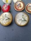 Antique Victorian Horse Bridle Rosettes Glass Horses Flowers 4 Pairs