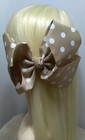 2 Pcs 7  Brown Polka Dots Big  Lady Girl Large Jumbo Clip Hair Bow Ribbon  