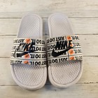 Nike Benassi Jdi Just Do It Slides White Black Orange 631261-102 Mens 9