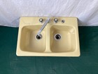 Vtg 33x22 Cast Iron Harvest Gold Yellow Self Rimming Kohler Drop In Sink 444-25e