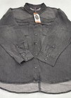 Gloria Vanderbilt Women s Long Sleeve Button-up Shirt  Grey  Size Xxl