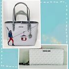 Michael Kors Jet Set Travel Girl  Bright White  Mk Logo  Medium Carryall Tote