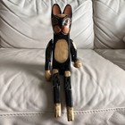 Handcrafted Wooden Black Folk Art Cat Articulated Arms And Legs Shelf Sitter
