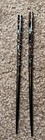 8    Chopsticks Mother Of Pearl Inlay Brown Lacquer Design Vintage Pair