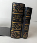 Vintage Bookends  Faux Books Shakespeare Keats Shelly Bacon Ceramic Metal Decor