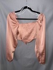 Princess Polly Satin Long Sleeve Tie Front Crop Top Size Us 2