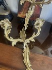 Antique  French Louis Xv Rococogold Gilt Bronze Candle  Wall Sconces