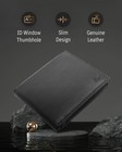 Genuine Leather Slim Bifold Mens Wallet With Flip-up Id Window Rfid Blocking