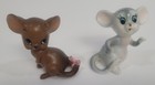 Two Vintage Porcelain Bone China Miniature Mouse Figurines Gray Brown Boy   Girl