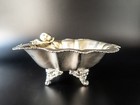 Antique Silver Plate Nut Dish With Figural Walnut Rockford Silverplate Co