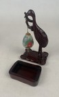 Asian Hand-carved Wooden Crane Reverse Painted Hanging Oriental Egg Ornament