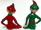 Vintage Pair Christmas Pixie Elves Holland Mold Usa Boy Girl