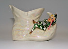 Vintage Lefton Elf Pixie Ceramic Planter Holly Berry Christmas Candy Cane