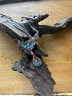 Amazing Vtg Richard Wylie Signed Navajo Turq And Coral Sterling Silver Necklace