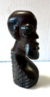 Vintage African Solid Wood Tribal Warrior Bearded Head Figurine  6  Tall
