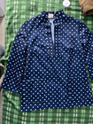 Vintage Polka Dot Tunic Blouse 1960s - Navy Blue - Size M