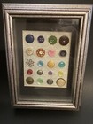 Mid-century Lot Set Vintage Framed 3d Wall Art - Collage Of 20 Antique Buttons