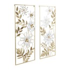 Metal Floral Home Wall Decor Wall Sculpture With Gold Frame  Set Of 2 Wall Ar   