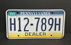2001 Pennsylvania H12 - 789h Dealer License Plate W sticker