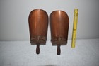 2 Vintage Copper Chamber Taper Candle Holders Wood Base Sconce Wall Hang Or Hold