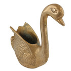 Vintage Brass Swan Planter 5  Figurine Bird Vase Mcm Decor Patina Ornate