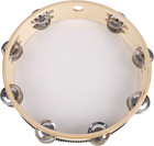 10 Inches Handheld Wooden Tambourine - Double Rows 16 Pairs Jingles