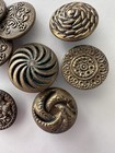 9 Vintage Metal Brass Assorted Designs Collector Buttons