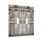 White Grey Wood Country Farm Barn Door Cabin Rustic Wooden Plank Theme 2 Gang   